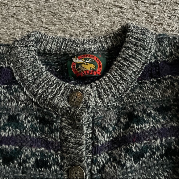 Vintage Cozy Alps Women’s Wool Button Up Cardigan Rustic Nordic Fair isle Small - Picture 3 of 8